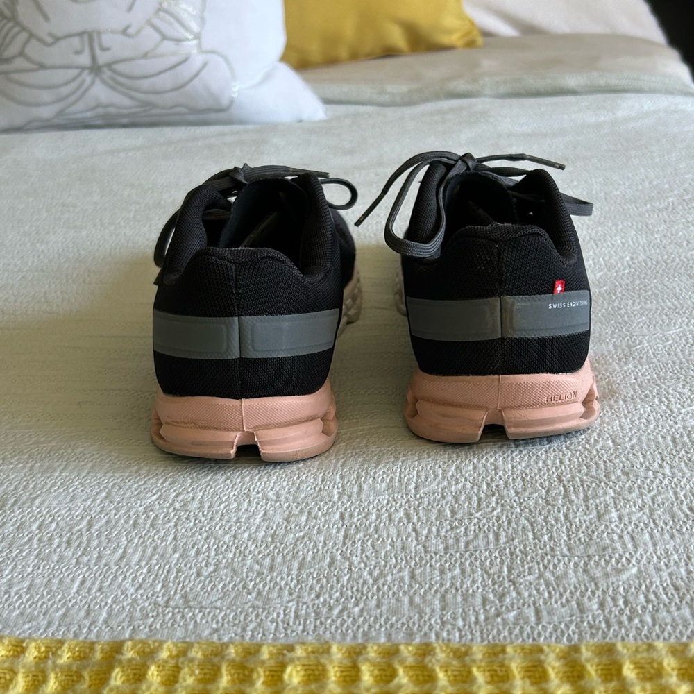 On Running Women's Gray and Pink Cloud-Style Athletic Sneakers - Picture 8 of 12